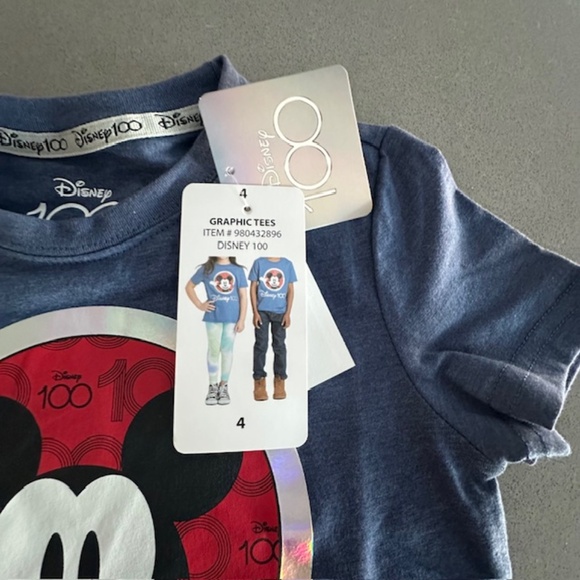 NWT Kids Sz 4 Disney 100 Years Of Wonder Shirt XL Mickey Mouse Walt Disney - Picture 3 of 4